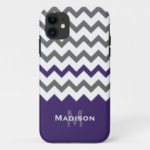 Stylish Purple and Grey Chevron Pattern iPhone 11 Case