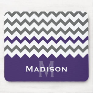 Stylish Purple and Grey Chevron Pattern Mouse Mat