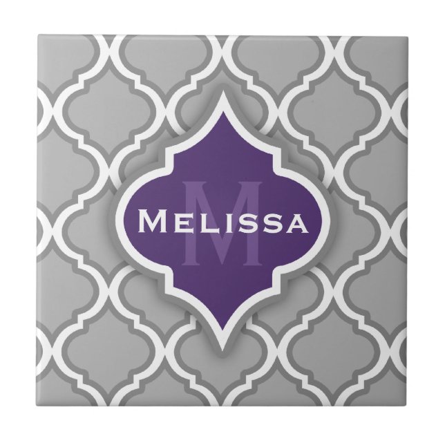 Stylish Purple and Grey Moroccan Tile Pattern (Front)