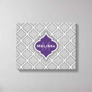 Stylish Purple and Grey Moroccan Tile Pattern Canvas Print