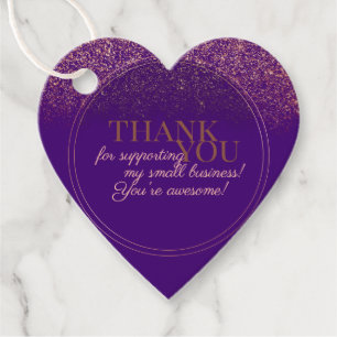 Stylish Purple and Rose Gold Packaging Thank You Favour Tags
