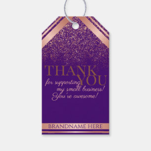 Stylish Purple and Rose Gold Packaging Thank You  Gift Tags