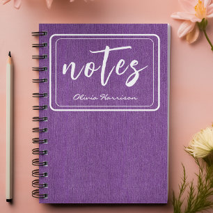 Stylish Purple Denim and White Classic Spiral Notebook