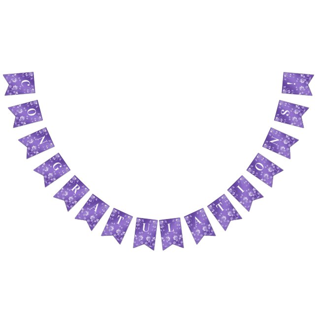 Stylish Purple Floral Bunting Flag (All)