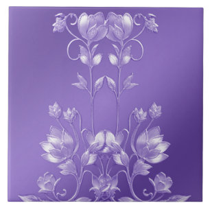 Stylish Purple Floral Ceramic Tile
