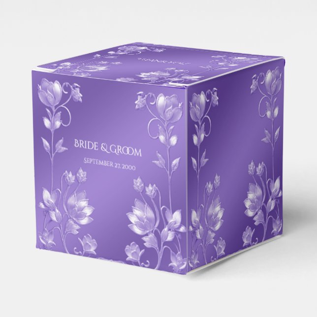 Stylish Purple Floral Favour Box (Front Side)