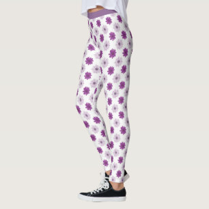 Stylish Purple Floral Flower Pattern Leggings