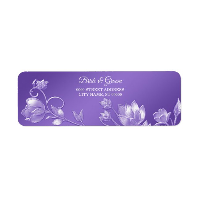 Stylish Purple Floral Return Address (Front)