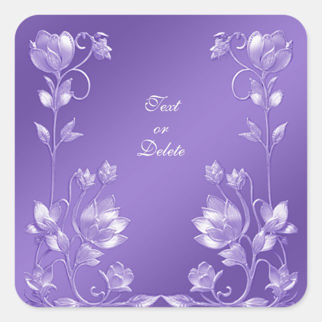 Stylish Purple Floral Sticker (Front)