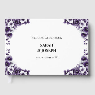 Stylish Purple Floral Wedding Guest Book