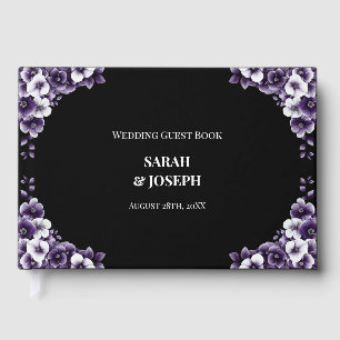 Stylish Purple Floral Wedding Guest Book