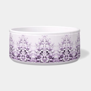 Stylish Purple Flowers Ceramic Pet Bowl