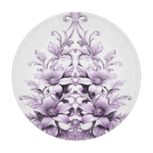 Stylish Purple Flowers Cutting Board