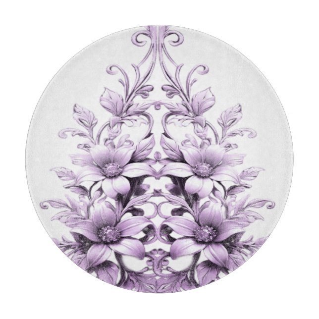 Stylish Purple Flowers Cutting Board (Front)