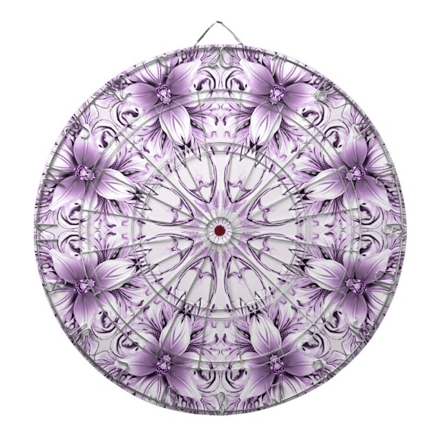 Stylish Purple Flowers Dartboard (Front)