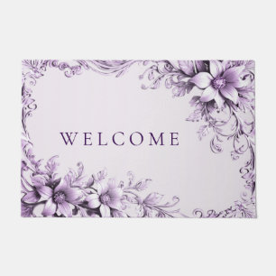 Stylish Purple Flowers Doormat