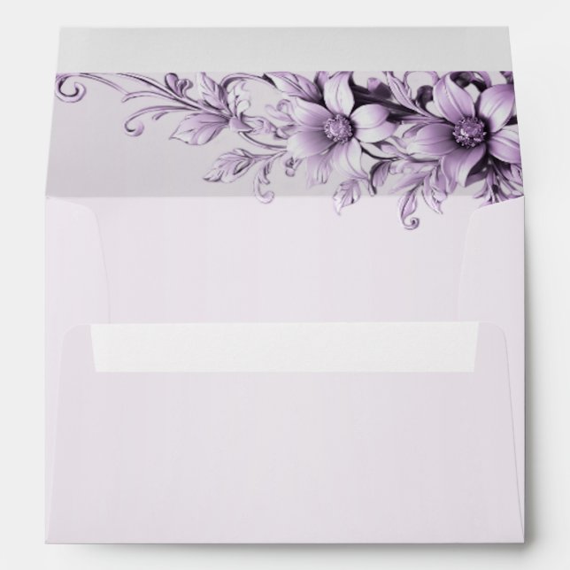 Stylish Purple Flowers Envelope (Back (Bottom))