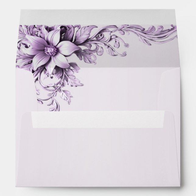 Stylish Purple Flowers Envelope (Back (Bottom))
