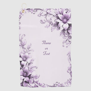 Stylish Purple Flowers Golf Towel