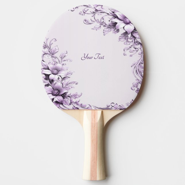 Stylish Purple Flowers Ping Pong Paddle (Front)