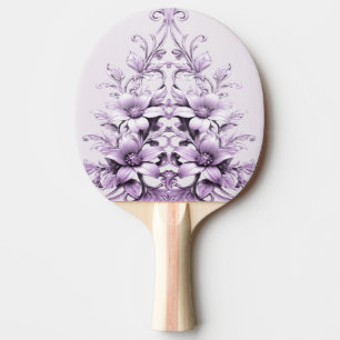 Stylish Purple Flowers Ping Pong Paddle
