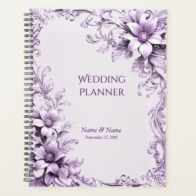 Stylish Purple Flowers Planner (Front)