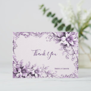 Stylish Purple Flowers Thank You Card