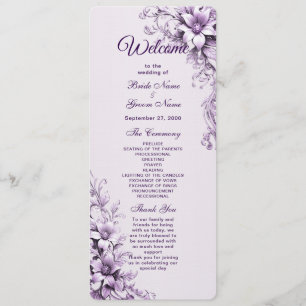 Stylish Purple Flowers Wedding Program Programme