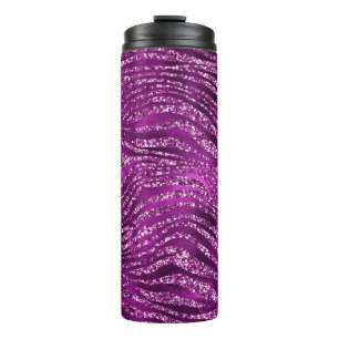 Stylish Purple Glitter Wild Tiger Stripes Pattern Thermal Tumbler