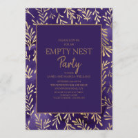 Stylish Purple Gold Leaves Empty Nest Party