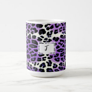 Stylish Purple Leopard Animal Print Custom Name Coffee Mug