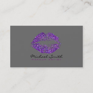 Stylish Purple Lips Makeup Artist #7 Business Card