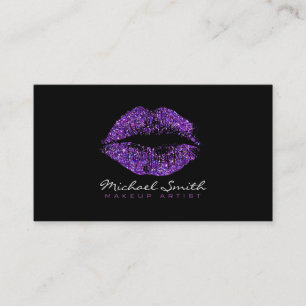 Stylish Purple Lips Makeup Artist Business Card