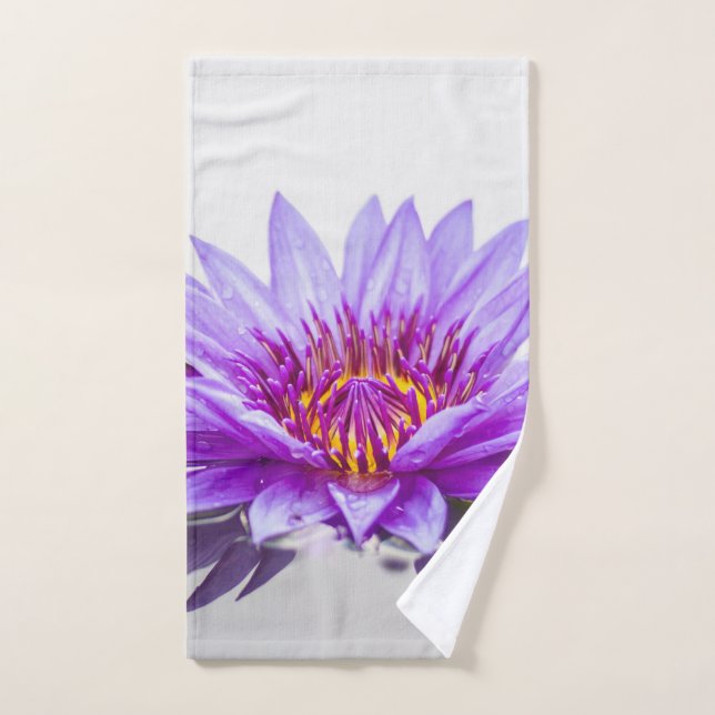Stylish Purple Lotus Flower Landscape, Zen Bath Towel Set (Hand Towel)