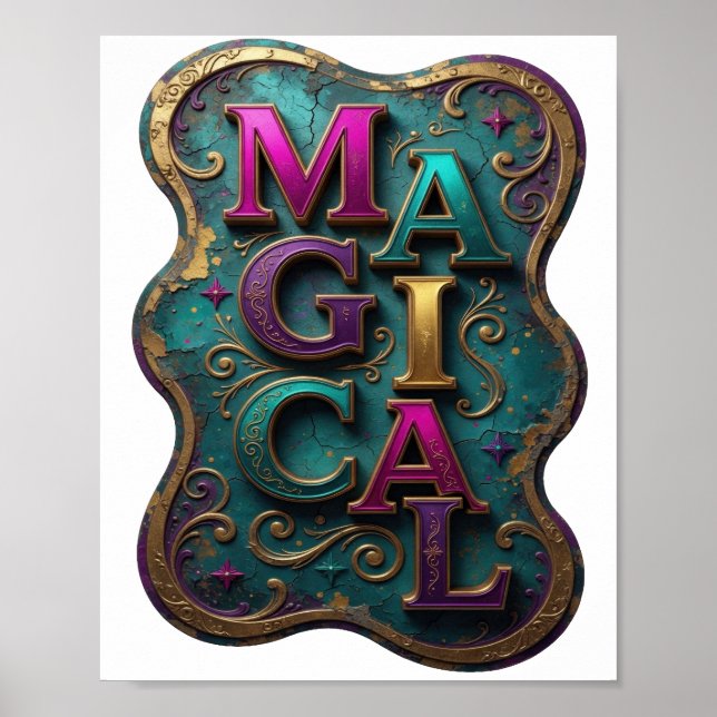 Stylish Purple MAGICAL Text Design Poster (Front)