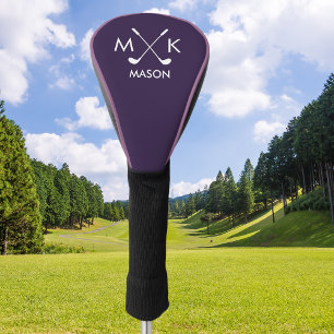 Stylish Purple Modern Golf Logo Personalised Head Cover