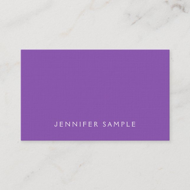 Stylish Purple Modern Premium Linen Luxury Business Card (Front)