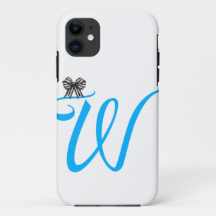 Stylish Purple Monogram Letter W iPhone Case