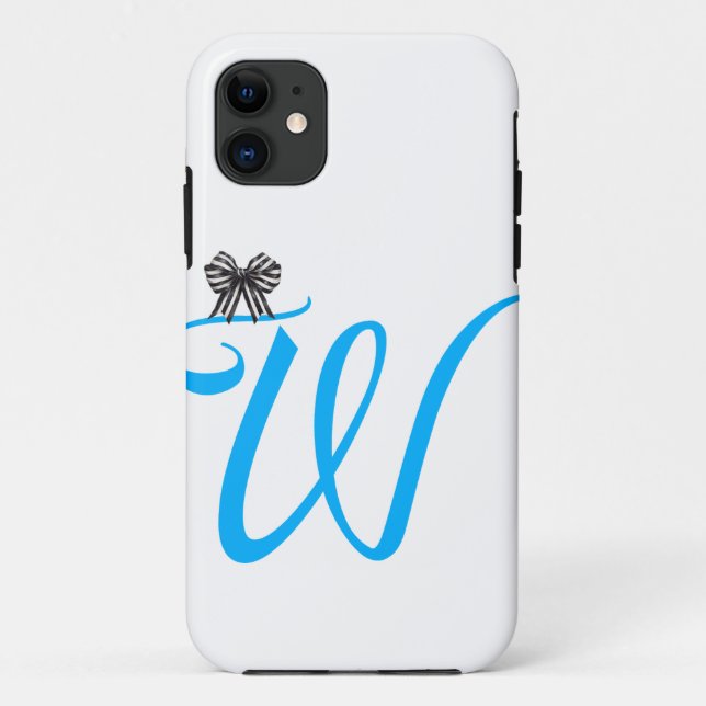  Stylish Purple Monogram Letter W iPhone Case (Back)