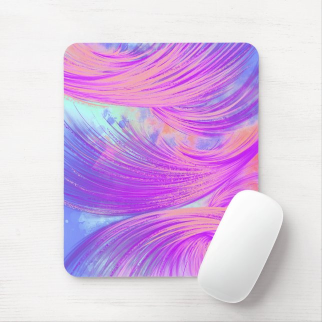 Stylish purple pink Abstract Feathers Mouse Mat (With Mouse)