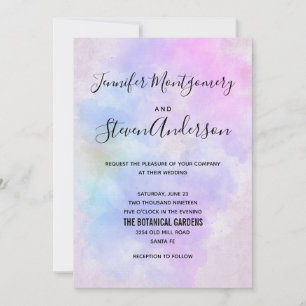 Stylish Purple Pink Blue Abstract Watercolor Invitation