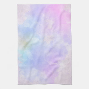 Stylish Purple Pink Blue Abstract Watercolor Tea Towel