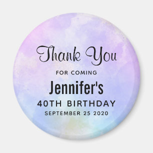 Stylish Purple Pink Blue Watercolor Birthday Magnet