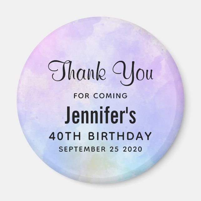 Stylish Purple Pink Blue Watercolor Birthday Magnet (Front)