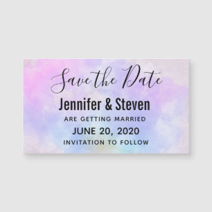 Stylish Purple Pink Blue Watercolor Save the Date