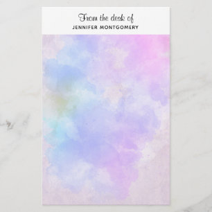 Stylish Purple Pink Blue Watercolor Stationery