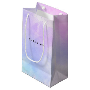 Stylish Purple Pink Blue Watercolor Thank You Small Gift Bag