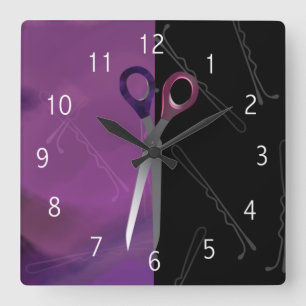 Stylish purple/pink hair salon clock