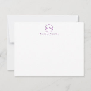 Stylish Purple Violet Circle Two Monogram Initial Card