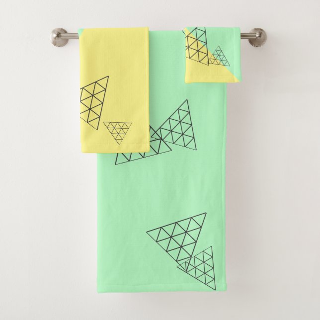 Stylish Pyramid Triangle Geometry Pastel Bath Towel Set (Insitu)